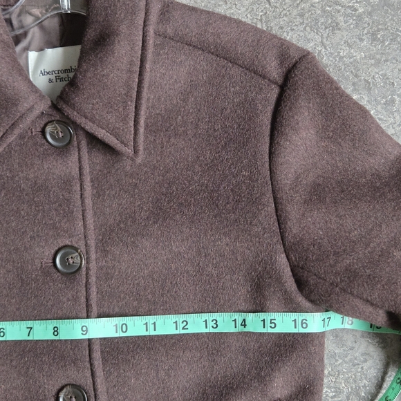 Abercrombie & Fitch EUC Dark Coffee Cropped Wool-Blend Coat XXS - Picture 15 of 16